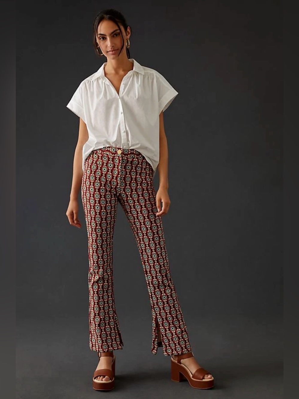 Anthropologie Maeve Women’s Mid-Rise Flare
Stretch Pants Size 2 Multi Color NWOT